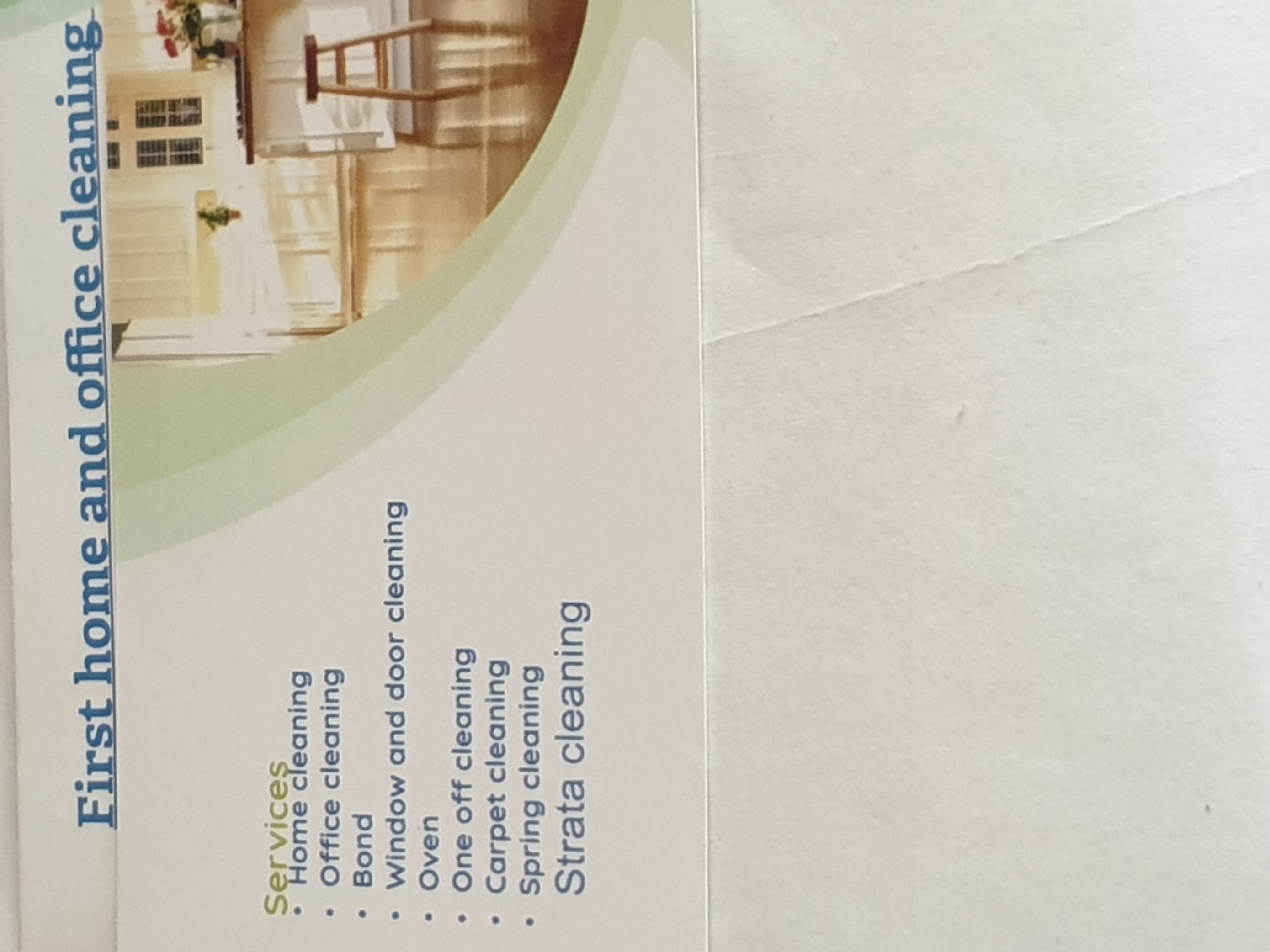 First home and office cleaning logo